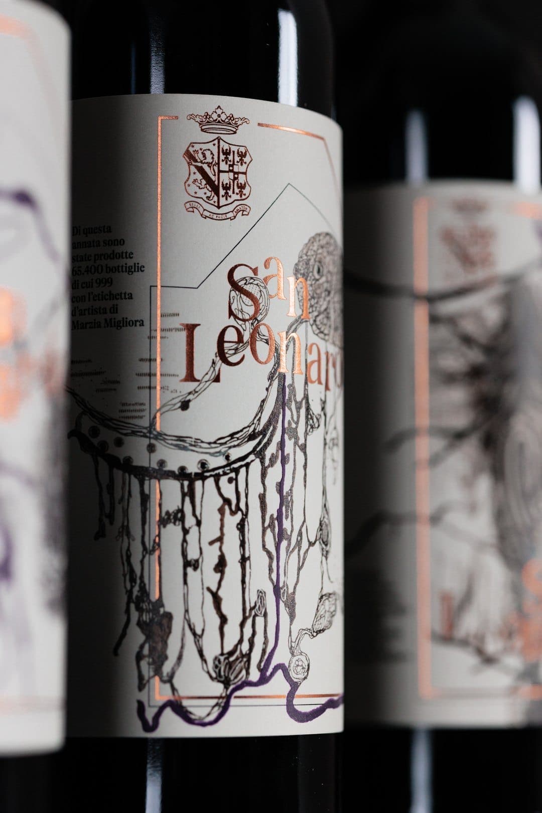 Etichetta d'artista di Marzia Migliora per il San Leonardo 2019