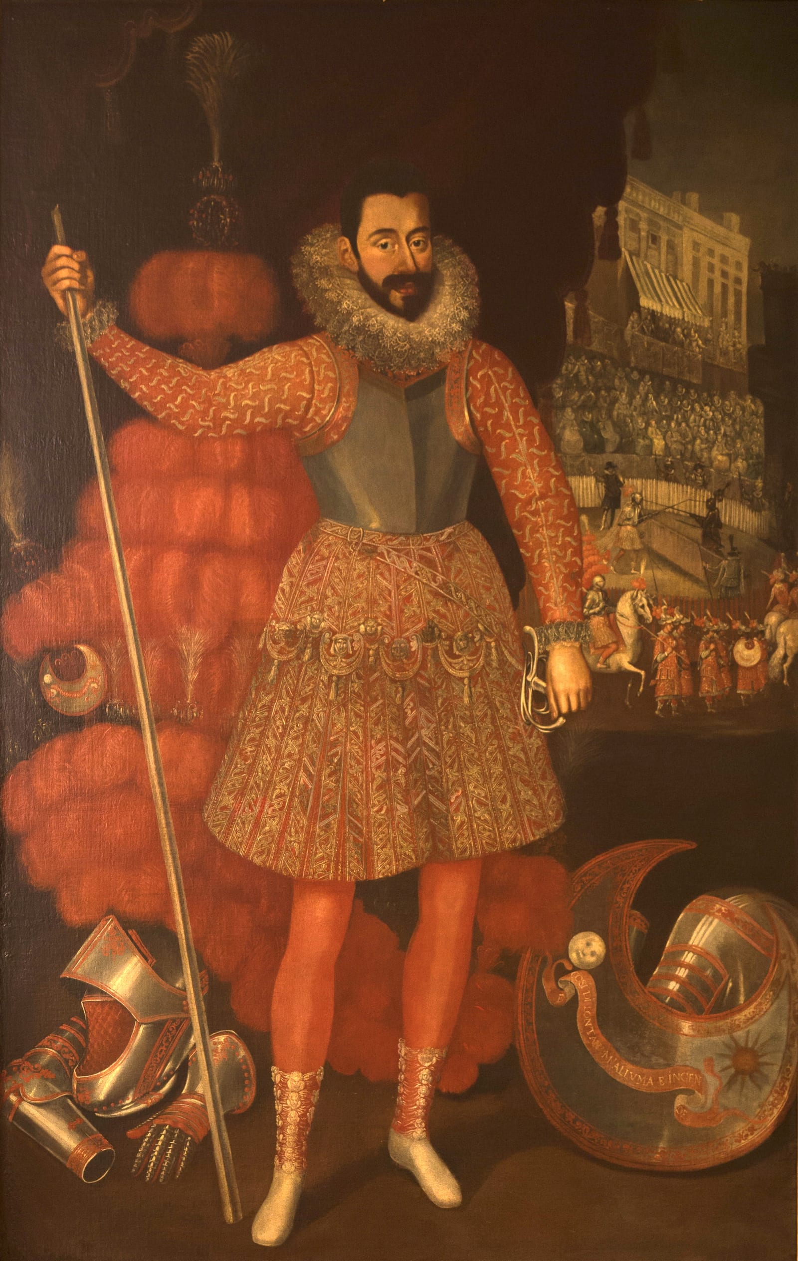 Ritratto d'epoca di un condottiero in armatura